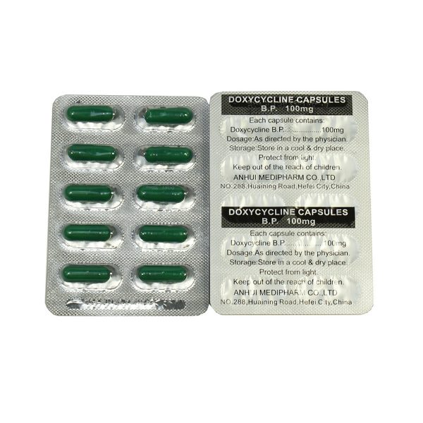 6 x Pharmaceutical Doxycycline 100mg x 10 Capsules
